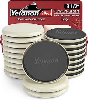 Yelanon Furniture Sliders for Carpet - 20 PCS Heavy Duty Moving Pads 3 1/2" - Sliders for Furniture on Carpet, Reusable Furniture Moving Sliders for Easy Glide